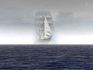 雾中帆船屏保-Fog Ship